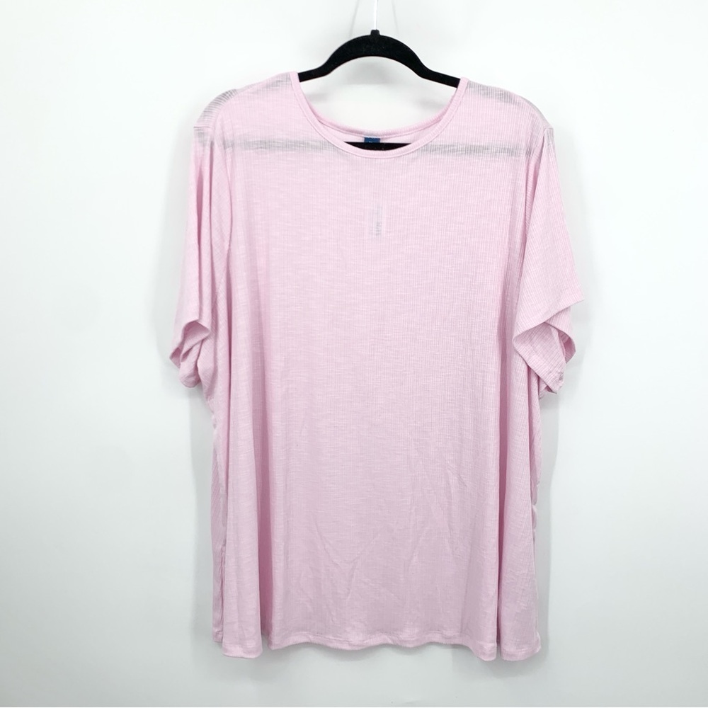 Old Navy‎ Shirt Pink Ribbed Short Sleeve Top Luxe Women Size 3X Stretch Tunic